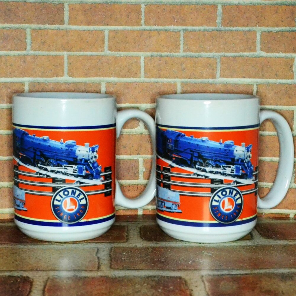 Vintage Lionel Train Mugs Sherwood Brand Matching Pair Railroad Collectors